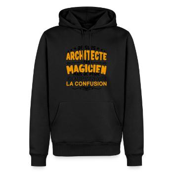 Architecte pas Magicien | le Meilleur Architecte - Sweat à capuche Premium bio Homme - noir - Devant - Nico (187cm)