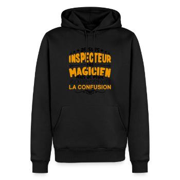 Inspecteur pas Magicien | le Meilleur Inspecteur - Sweat à capuche Premium bio Homme - noir - Devant - Nico (187cm)