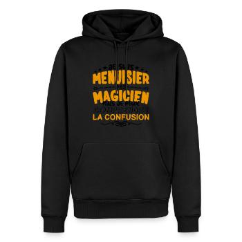 Menuisier pas Magicien | le Meilleur Menuisier cad - Sweat à capuche Premium bio Homme - noir - Devant - Nico (187cm)