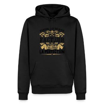 Facteur | le Meilleur cadeau Facteur - Sweat à capuche Premium bio Homme - noir - Devant - Nico (187cm)