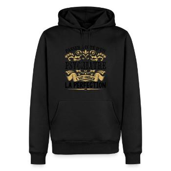 Psychiatre | le Meilleur cadeau Psychiatre - Sweat à capuche Premium bio Homme - noir - Devant - Nico (187cm)