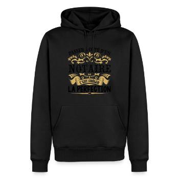 Notaire | le Meilleur cadeau Notaire - Sweat à capuche Premium bio Homme - noir - Devant - Nico (187cm)