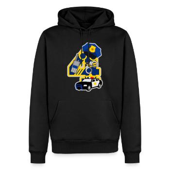 Police 4ème fête d’anniversaire numéro 4 - 4 ans - Sweat à capuche Premium bio Homme - noir - Devant - Nico (187cm)