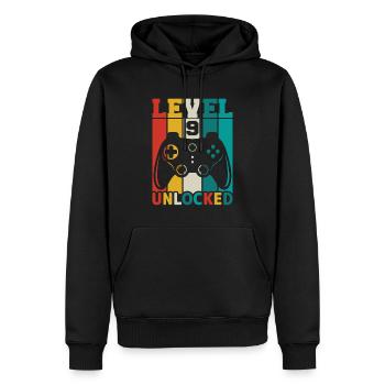 9 Jahre 9. Geburtstag Level freigeschaltet Gaming - Männer Premium Bio Hoodie - Schwarz - Vorne - Nico (187cm)