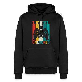 48 Years 48th Birthday Level Unlocked Gamin - Men’s Premium Organic Hoodie - black - Front - Nico (187cm)