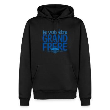 grand frère Bientôt grand-frère futur grand frère - Sweat à capuche Premium bio Homme - noir - Devant - Nico (187cm)
