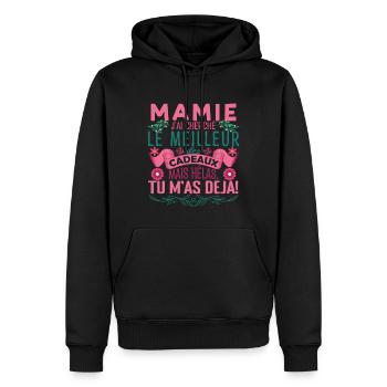 Mamie la meilleure Grand-mère fête des mères Mamie - Sweat à capuche Premium bio Homme - noir - Devant - Nico (187cm)