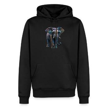 Éléphant irisant II - Sweat à capuche Premium bio Homme - noir - Devant - Nico (187cm)