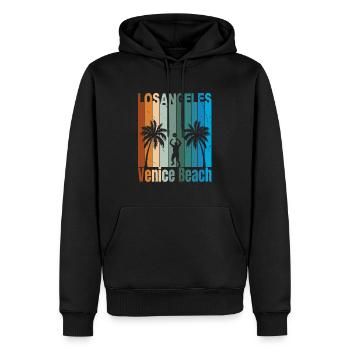Los Angeles Venice Beach Vintage Men - Männer Premium Bio Hoodie - Schwarz - Vorne - Nico (187cm)
