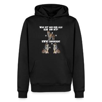 Was ist besser als ein Husky? Zwei Huskies - Männer Premium Bio Hoodie - Schwarz - Vorne - Nico (187cm)