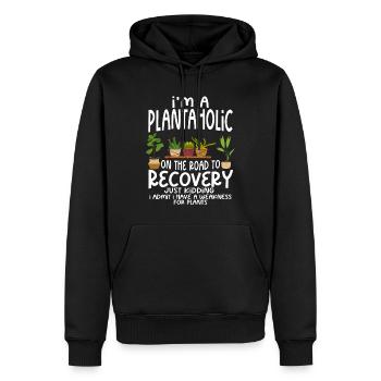 Drôles d’amoureux des plantes et de jardiniers - Sweat à capuche Premium bio Homme - noir - Devant - Nico (187cm)