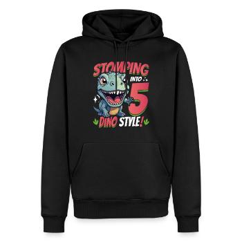 T-Rex Turning 5: Stomping into 5th Dino Style Bday - Men’s Premium Organic Hoodie - black - Front - Nico (187cm)