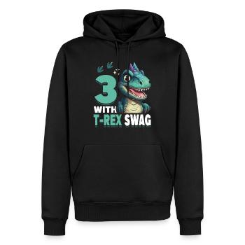 3rd Year Roar Celebrate 3 With T-Rex Swag Dinosaur - Men’s Premium Organic Hoodie - black - Front - Nico (187cm)