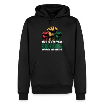 Riche en patrimoine florissant dans l’instant Hommes - Sweat à capuche Premium bio Homme - noir - Devant - Nico (187cm)