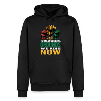 Des terres ancestrales nous nous levons maintenant hommes femmes noires - Sweat à capuche Premium bio Homme - noir - Devant - Nico (187cm)