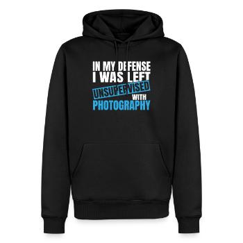 In My Defense I Was Left Unsupervised Photography - Men’s Premium Organic Hoodie - black - Front - Nico (187cm)
