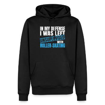 In My Defense I Was Left Unsupervised - Men’s Premium Organic Hoodie - black - Front - Nico (187cm)
