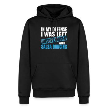 In My Defense I Was Left Unsupervised Salsa - Men’s Premium Organic Hoodie - black - Front - Nico (187cm)