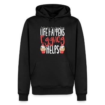 La vie se passe Le lait de poule aide les hommes femmes la crème glacée - Sweat à capuche Premium bio Homme - noir - Devant - Nico (187cm)
