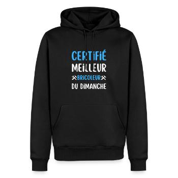 meilleur bricoleur cadeau homme humour - Sweat à capuche Premium bio Homme - noir - Devant - Nico (187cm)