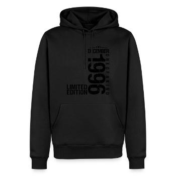 Anniversaire Décembre 1996 Décembre né en December - Sweat à capuche Premium bio Homme - noir - Devant - Nico (187cm)