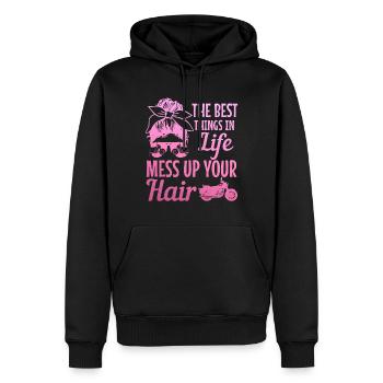 Motorrad Biker Lustiges Geschenk - Männer Premium Bio Hoodie - Schwarz - Vorne - Nico (187cm)