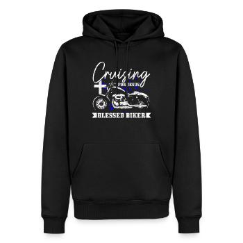 Motorrad Biker Lustiges Geschenk - Männer Premium Bio Hoodie - Schwarz - Vorne - Nico (187cm)