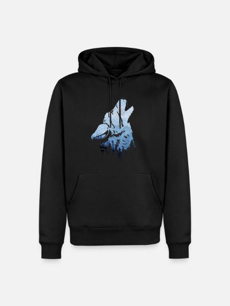 Howling Wolf Gift - Men’s Premium Organic Hoodie - black