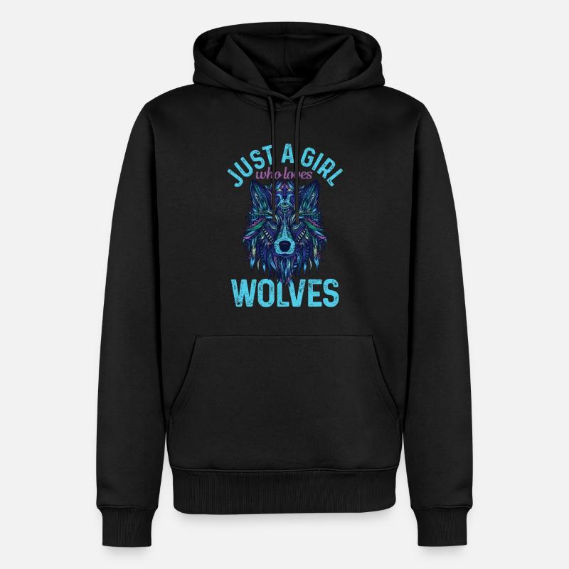 Wolf Geschenk - Männer Premium Bio Hoodie - Schwarz