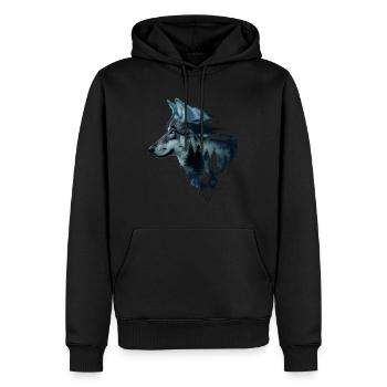 Wolf Natur Camping Wandern Geschenk - Männer Premium Bio Hoodie - Schwarz - Vorne - Nico (187cm)