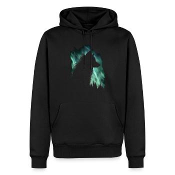 Wolf Aurora Nordlicht Natur Geschenk - Männer Premium Bio Hoodie - Schwarz - Vorne - Nico (187cm)