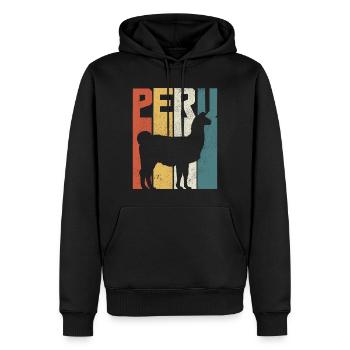 Peru Llama Alpaca Vintage Gift - Men’s Premium Organic Hoodie - black - Front - Nico (187cm)