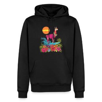 Surfer Lama Alpaka Vintage Geschenk - Männer Premium Bio Hoodie - Schwarz - Vorne - Nico (187cm)