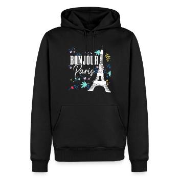Paris France Eiffel Tower Souvenir - Men’s Premium Organic Hoodie - black - Front - Nico (187cm)