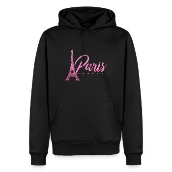 Paris, France, Tour Eiffel, Souvenir - Sweat à capuche Premium bio Homme - noir - Devant - Nico (187cm)