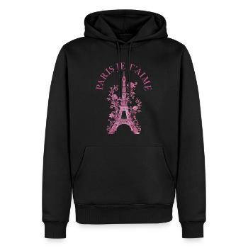 Paris, France, Tour Eiffel, Souvenir - Sweat à capuche Premium bio Homme - noir - Devant - Nico (187cm)