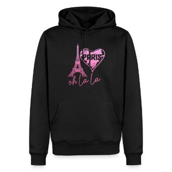 Paris, France, Tour Eiffel, Souvenir - Sweat à capuche Premium bio Homme - noir - Devant - Nico (187cm)