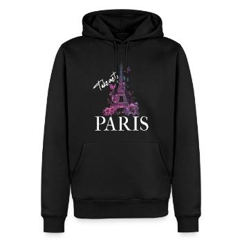 Paris, France, Tour Eiffel, Souvenir - Sweat à capuche Premium bio Homme - noir - Devant - Nico (187cm)
