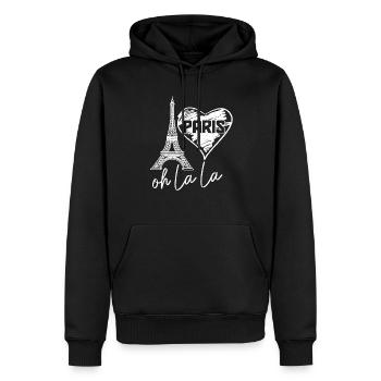 Paris, France, Tour Eiffel, Souvenir - Sweat à capuche Premium bio Homme - noir - Devant - Nico (187cm)
