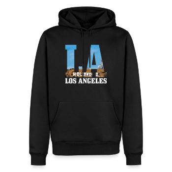 Los Angeles California LA - Männer Premium Bio Hoodie - Schwarz - Vorne - Nico (187cm)