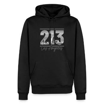 Los Angeles, Californie, Los Angeles - Sweat à capuche Premium bio Homme - noir - Devant - Nico (187cm)