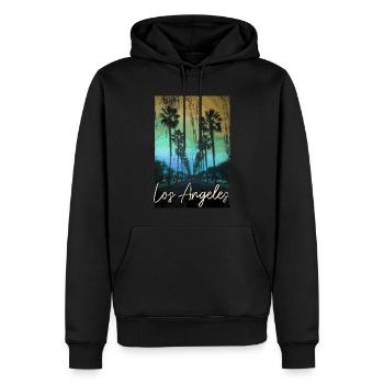 Los Angeles, Californie, Los Angeles - Sweat à capuche Premium bio Homme - noir - Devant - Nico (187cm)