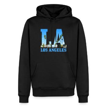 Los Angeles California LA - Männer Premium Bio Hoodie - Schwarz - Vorne - Nico (187cm)