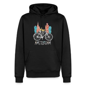 Amsterdam Pays-Bas Hollande Souvenir - Sweat à capuche Premium bio Homme - noir - Devant - Nico (187cm)