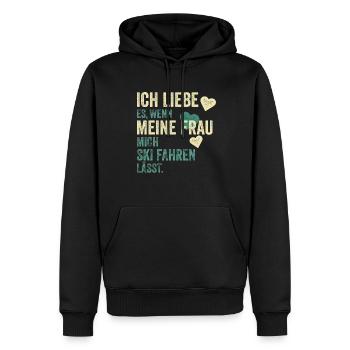 Skier Ski Skiing Saying Gift - Men’s Premium Organic Hoodie - black - Front - Nico (187cm)