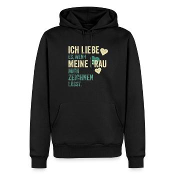 Dessinateur Dessin Disant Cadeau - Sweat à capuche Premium bio Homme - noir - Devant - Nico (187cm)
