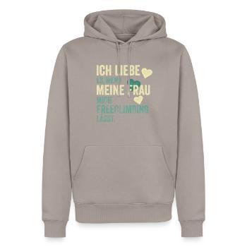 Freeclimber Freeclimbing Spruch Geschenk - Männer Premium Bio Hoodie - Taupe - Vorne - Nico (187cm)