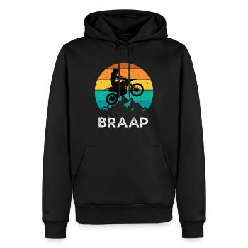 Motorcycle Dirt Bike For Motorcyclist Retro - Men’s Premium Organic Hoodie - black - Front - Nico (187cm)