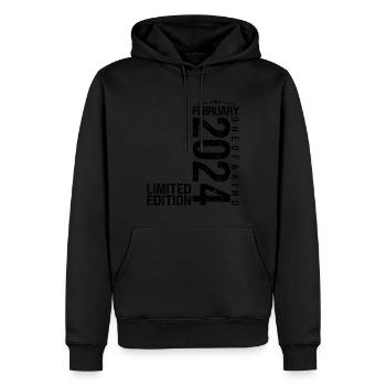 Geburtstag Februar 2024 Februar geboren im Februar - Männer Premium Bio Hoodie - Schwarz - Vorne - Nico (187cm)