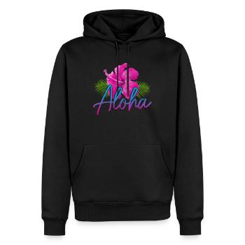 Hawaï Aloha Souvenir hawaïen - Sweat à capuche Premium bio Homme - noir - Devant - Nico (187cm)